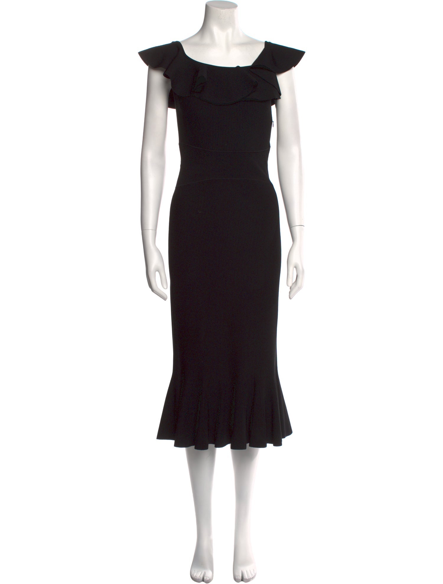 Alexander McQueen Square Neckline Midi Length Dress