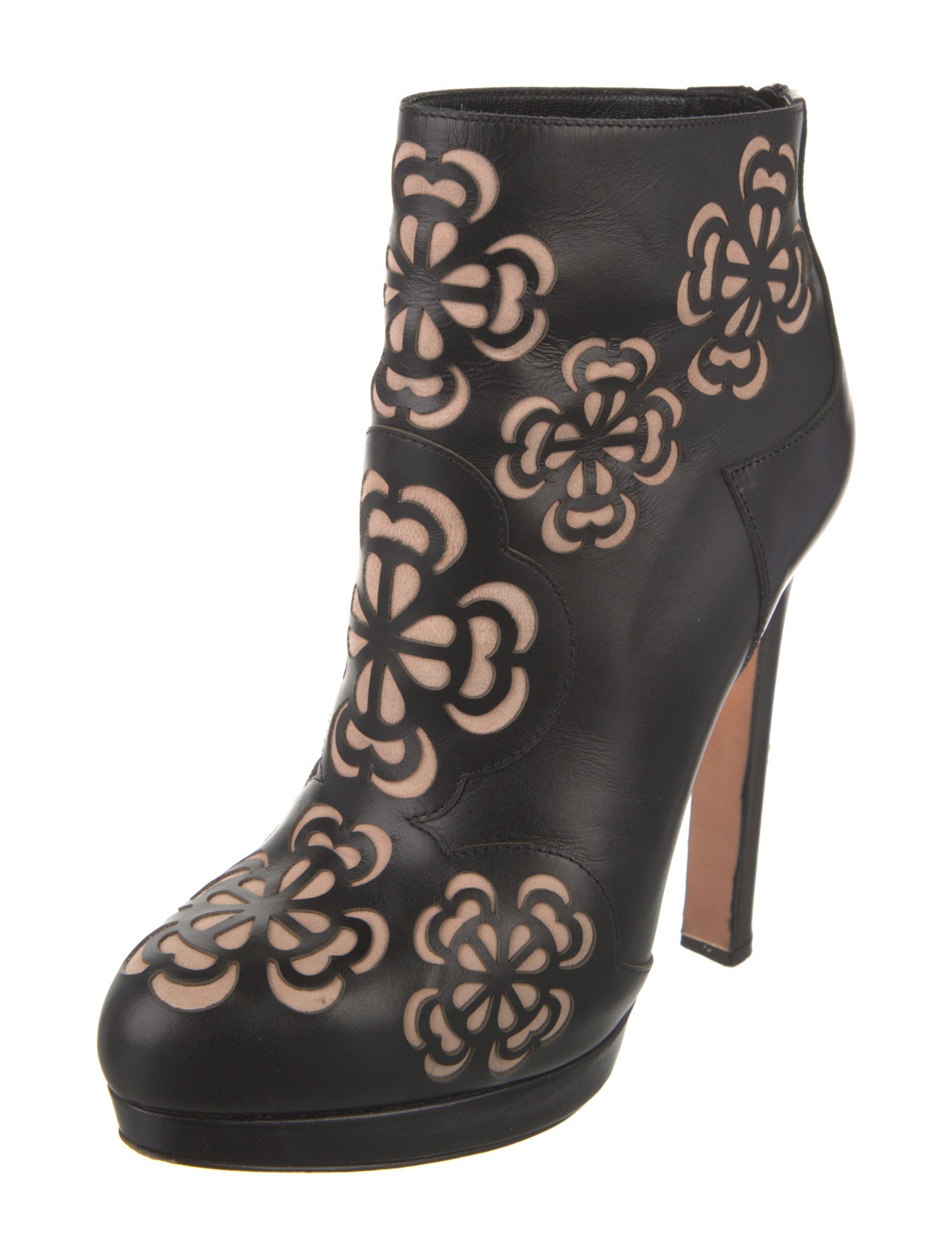 Alexander McQueen Leather Floral Print Boots