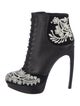 Alexander McQueen Leather Lace Pattern Lace-Up Boots