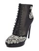 Alexander McQueen Leather Lace Pattern Lace-Up Boots