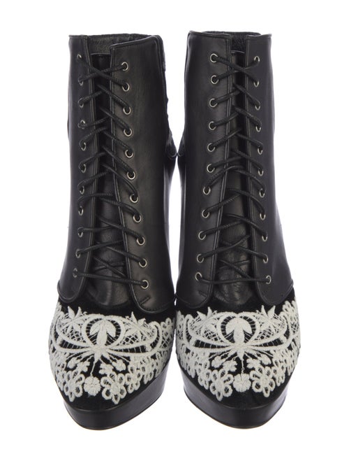 Alexander McQueen Leather Lace Pattern Lace-Up Boots