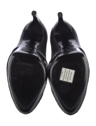 Alexander McQueen Leather Lace Pattern Lace-Up Boots