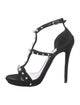 Alexander McQueen Faux Pearl Accents Satin T-Strap Sandals