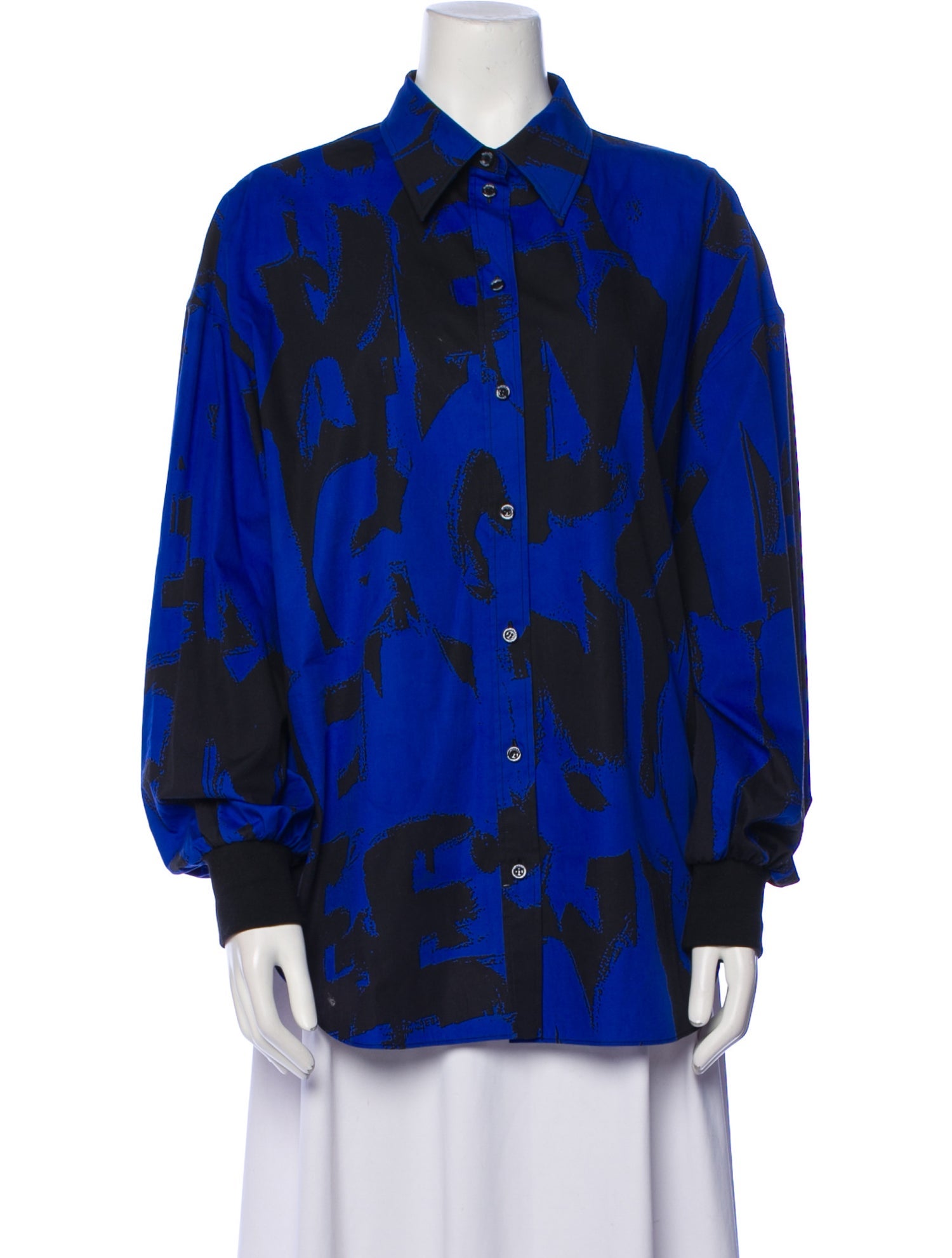 Alexander McQueen Printed Long Sleeve Button-Up Top