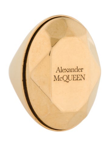 Alexander McQueen Cocktail Ring Facet Oval Signet 5.75 | 11