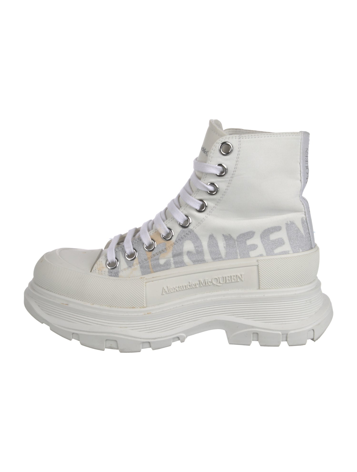 Alexander McQueen Canvas Graphic Print Combat Boots