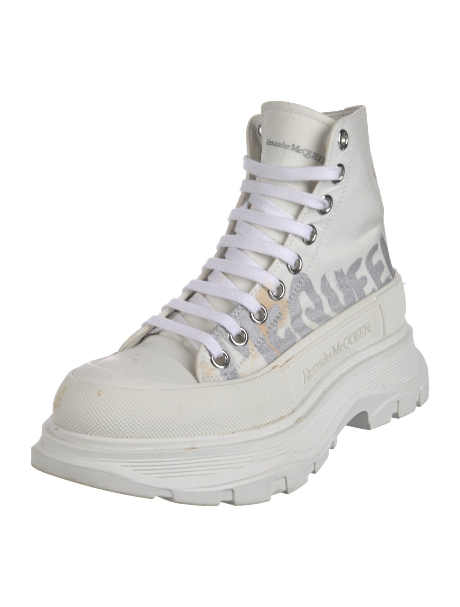 Alexander McQueen Canvas Graphic Print Combat Boots