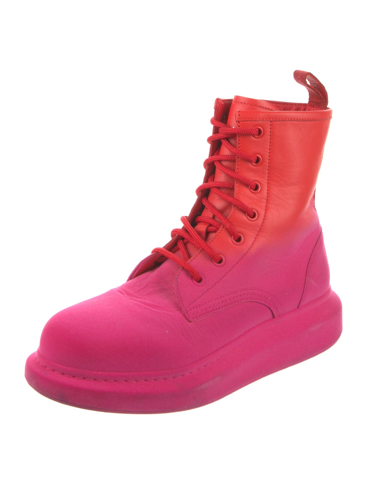 Alexander McQueen Velvet Colorblock Pattern Combat Boots