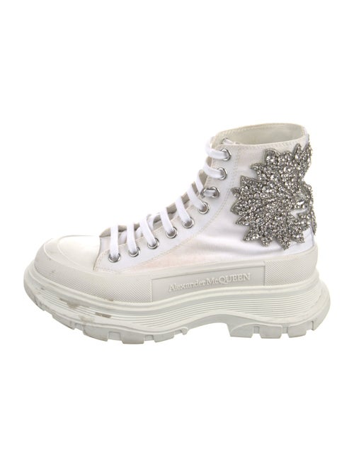 Alexander McQueen Canvas Crystal Embellishments Combat Boots