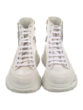 Alexander McQueen Canvas Crystal Embellishments Combat Boots