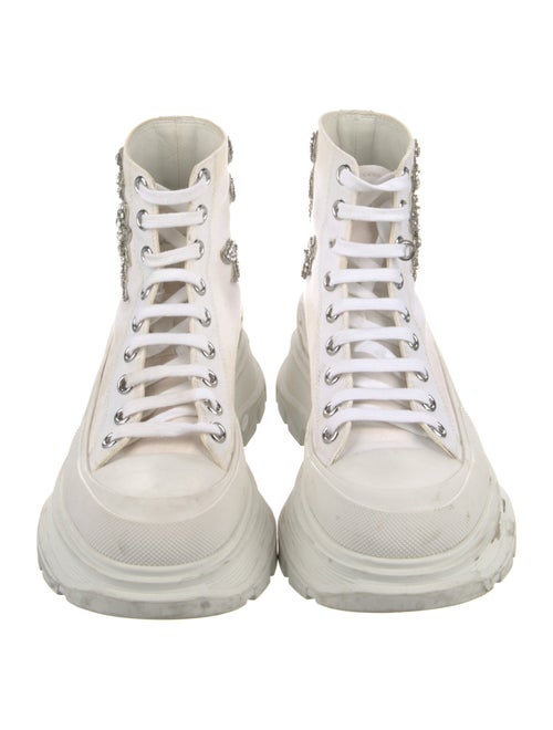 Alexander McQueen Canvas Crystal Embellishments Combat Boots