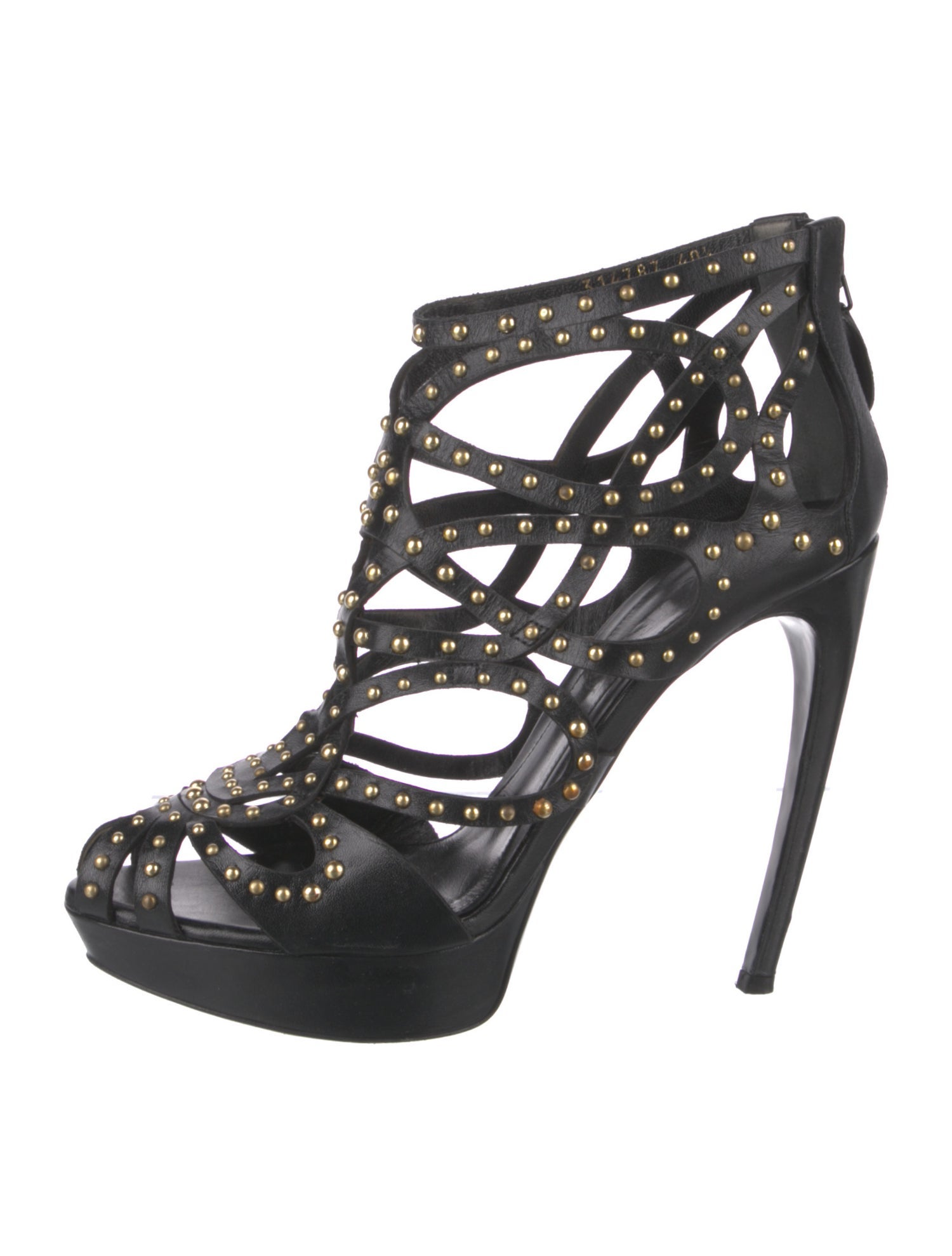 Alexander McQueen Leather Studded Accents T-Strap Pumps
