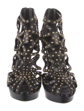 Alexander McQueen Leather Studded Accents T-Strap Pumps