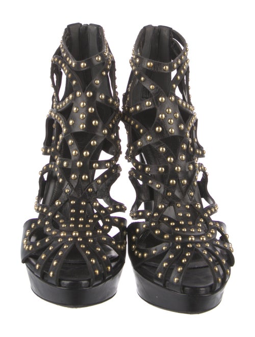 Alexander McQueen Leather Studded Accents T-Strap Pumps