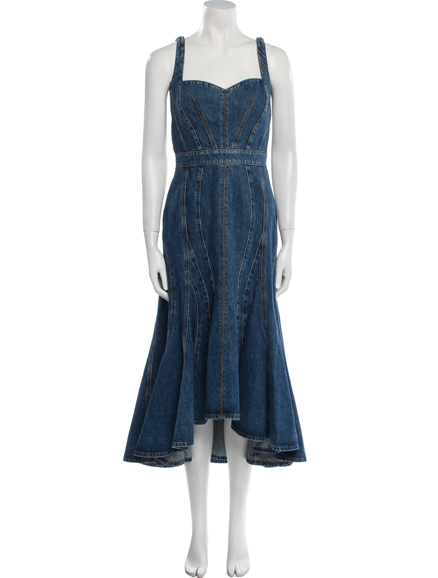Alexander McQueen Square Neckline Midi Length Dress