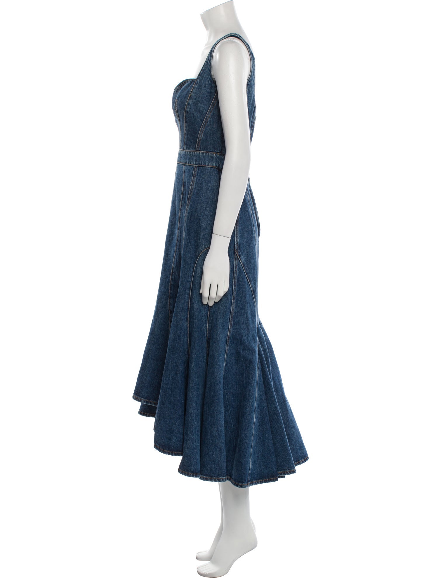 Alexander McQueen Square Neckline Midi Length Dress
