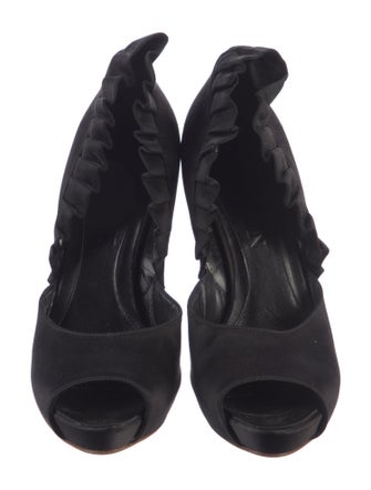 Alexander McQueen Satin Animal Print D'Orsay Pumps