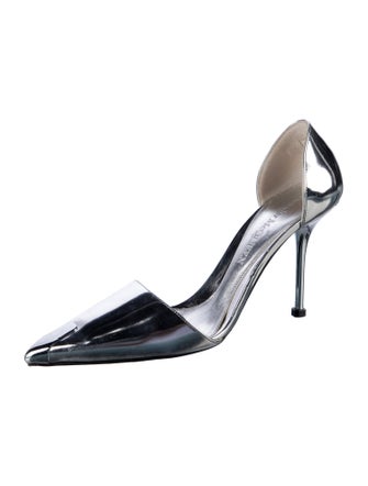 Alexander McQueen Spike Accents Patent Leather Slingback Sandals