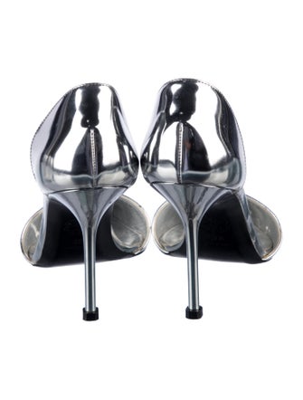 Alexander McQueen Spike Accents Patent Leather Slingback Sandals