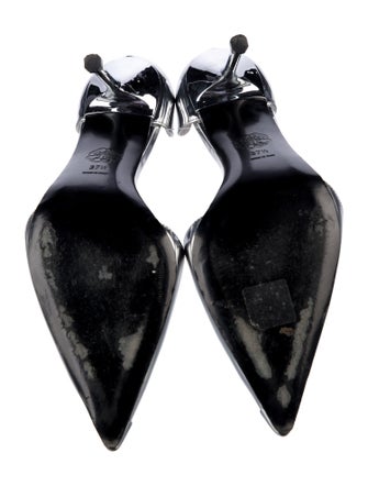 Alexander McQueen Spike Accents Patent Leather Slingback Sandals