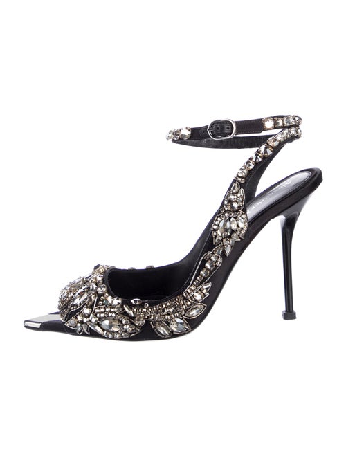 Alexander McQueen Crystal Crystal Embellishments Slingback Pumps