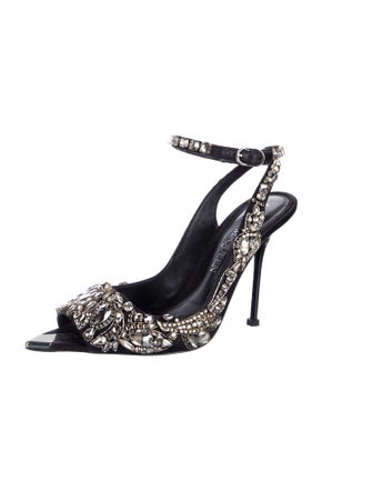 Alexander McQueen Crystal Crystal Embellishments Slingback Pumps
