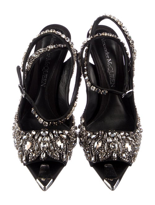 Alexander McQueen Crystal Crystal Embellishments Slingback Pumps