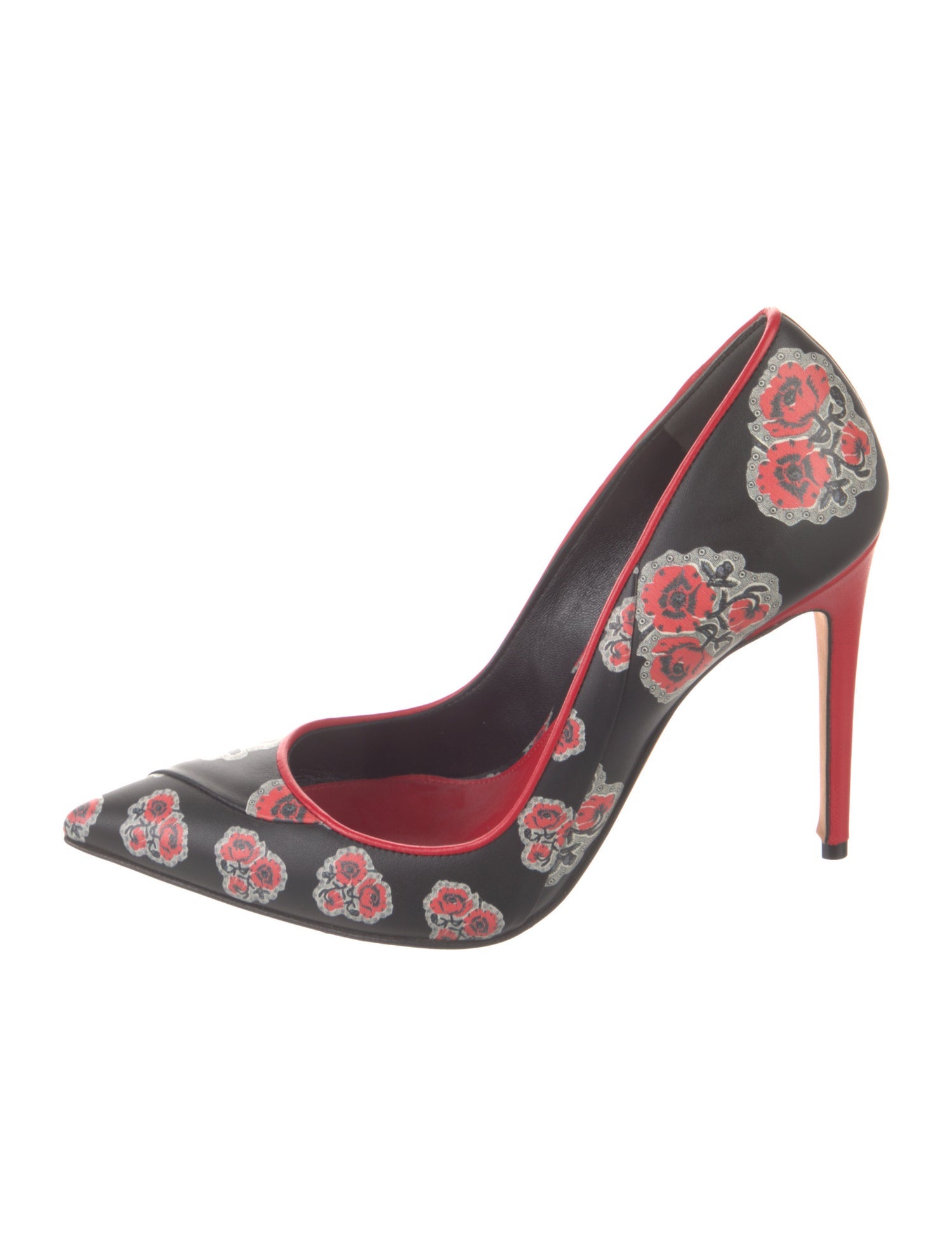 Alexander McQueen Leather Floral Print Pumps