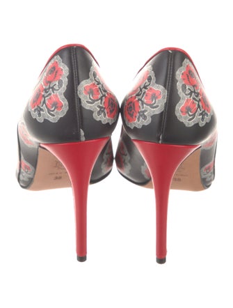 Alexander McQueen Leather Floral Print Pumps