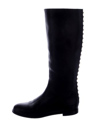 Alexander McQueen Leather Studded Accents Riding Boots