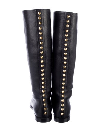 Alexander McQueen Leather Studded Accents Riding Boots