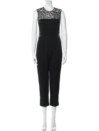 Alexander McQueen Lace Pattern Crew Neck Jumpsuit