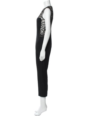 Alexander McQueen Lace Pattern Crew Neck Jumpsuit