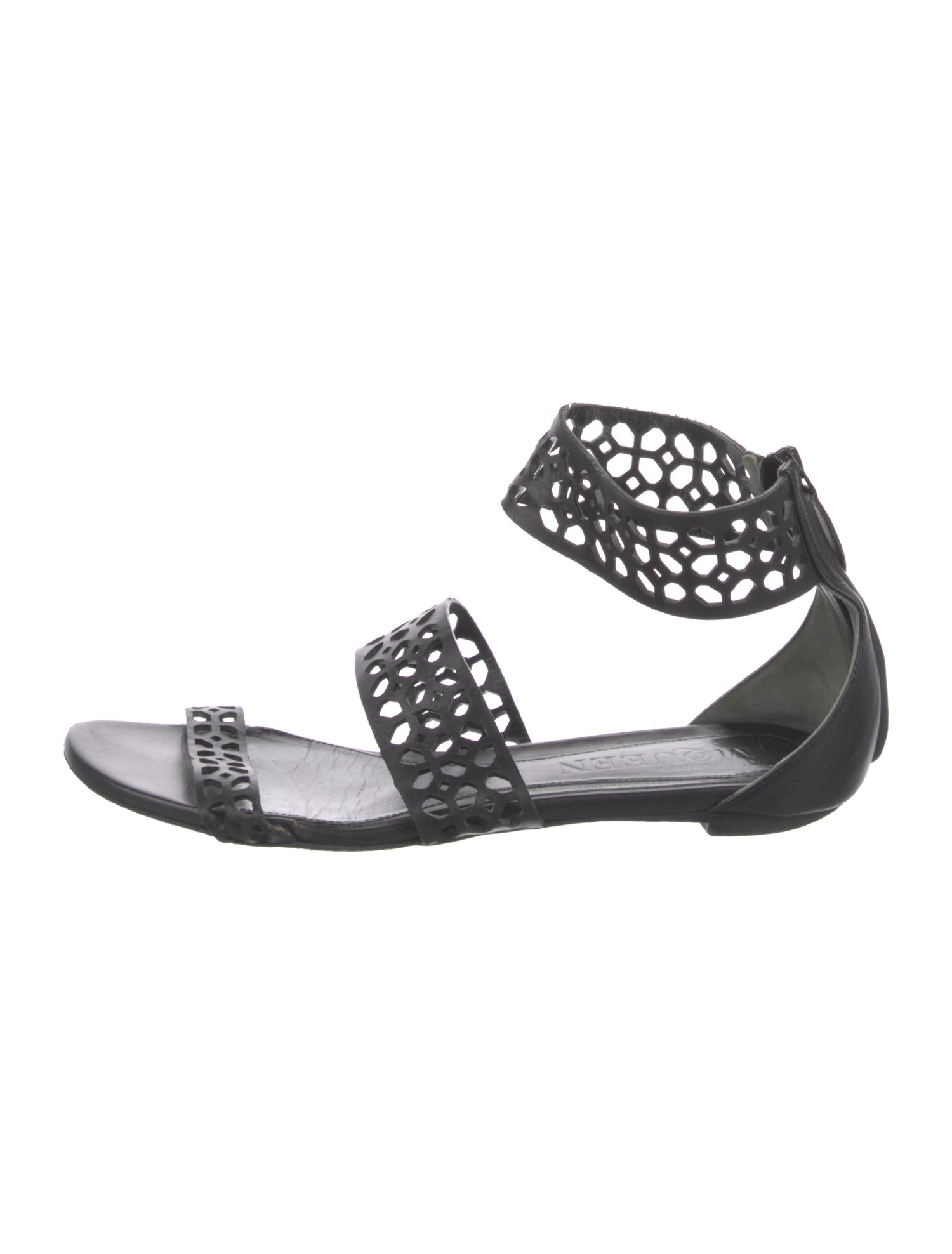 Alexander McQueen Leather Lasercut Accents Sandals