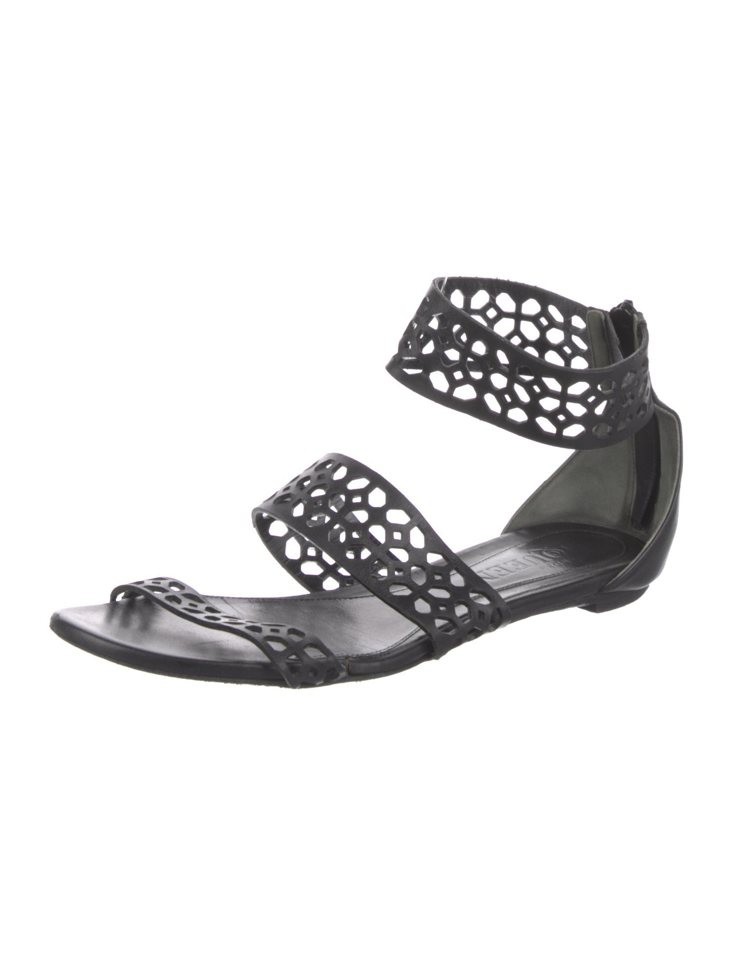 Alexander McQueen Leather Lasercut Accents Sandals