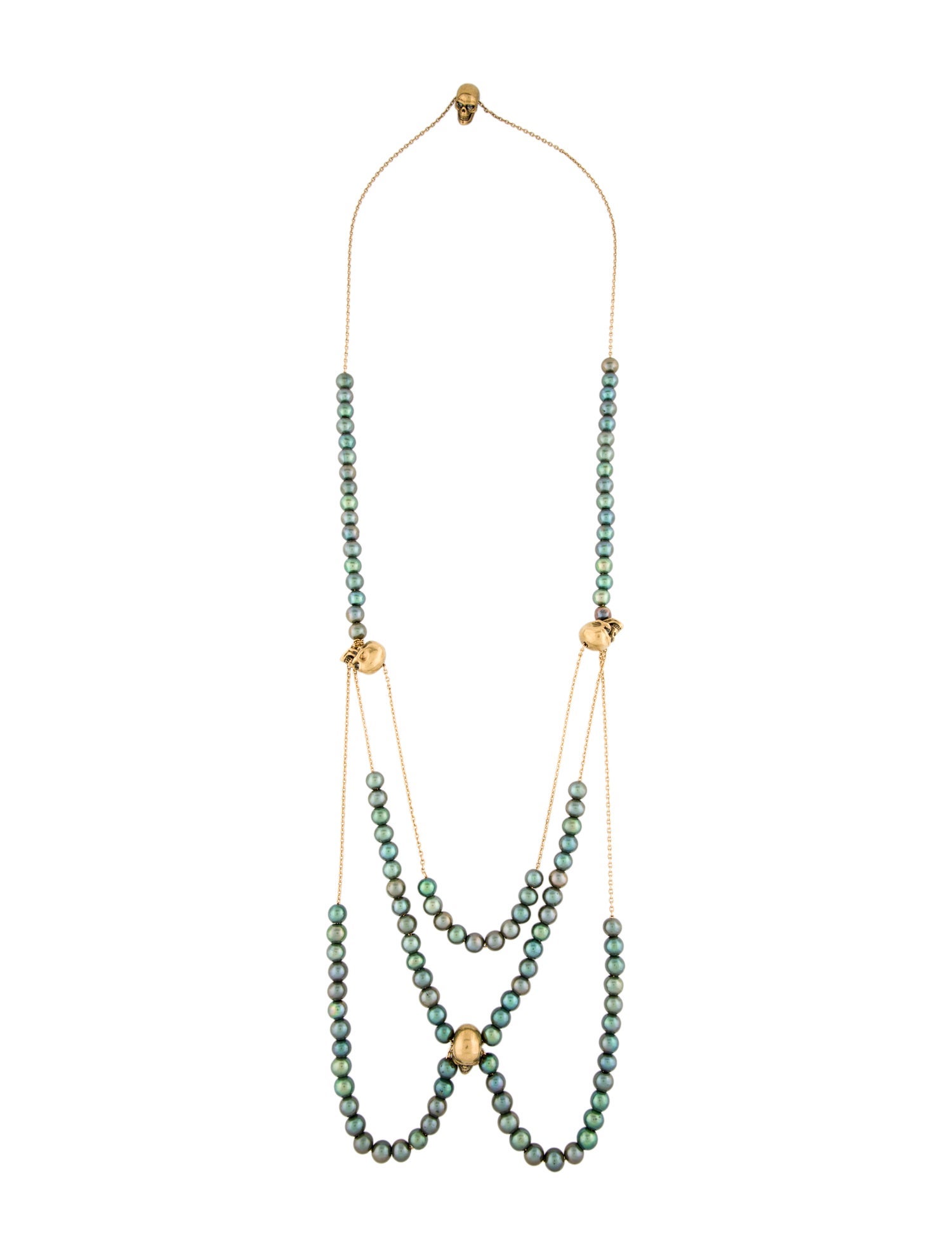 Alexander McQueen Pearl & Crystal Skull Necklace