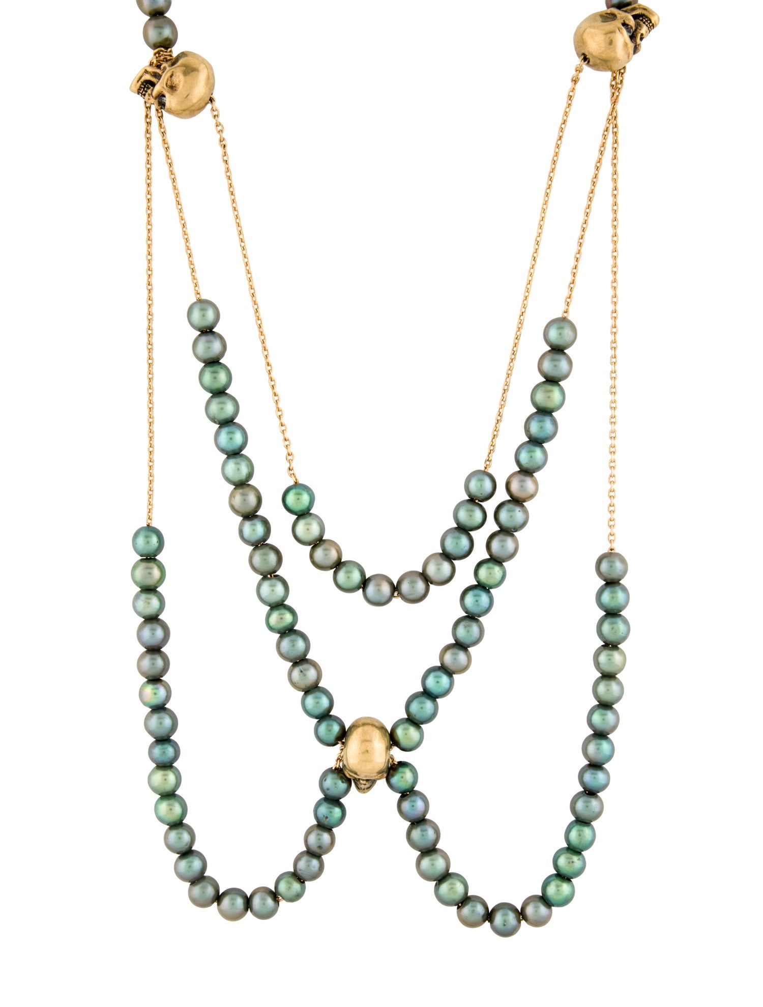 Alexander McQueen Pearl & Crystal Skull Necklace