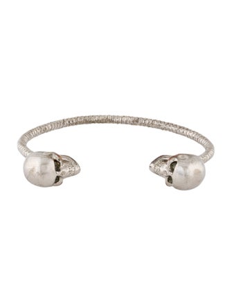 Alexander McQueen Crystal Twin Skull Cuff Bracelet