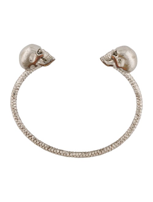 Alexander McQueen Crystal Twin Skull Cuff Bracelet