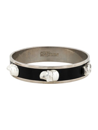 Alexander McQueen Enamel 3D Skull Bangle Bracelet