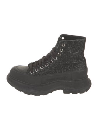 Alexander McQueen Glitter Printed Combat Boots