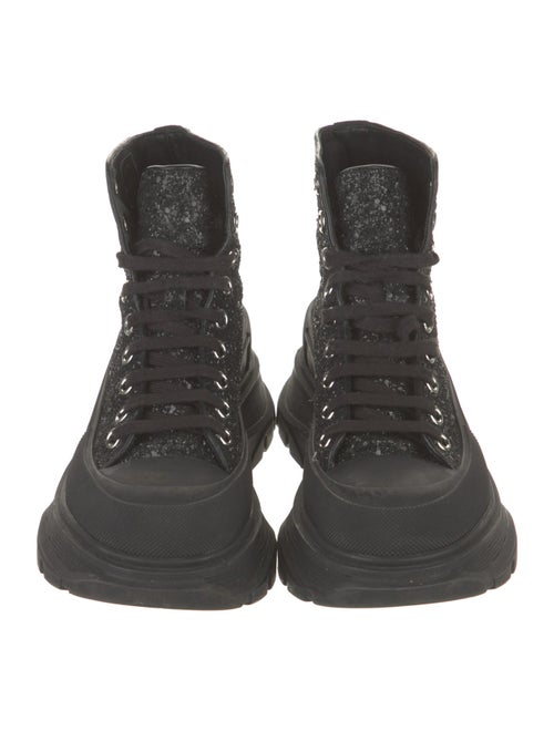 Alexander McQueen Glitter Printed Combat Boots