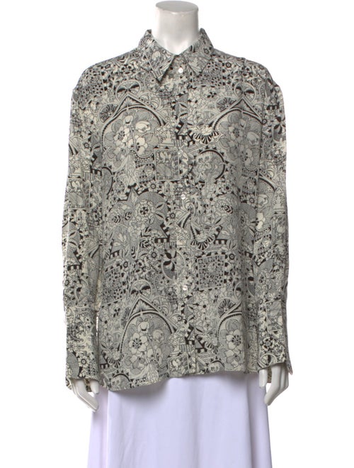 Alexander McQueen Silk Printed Button-Up Top