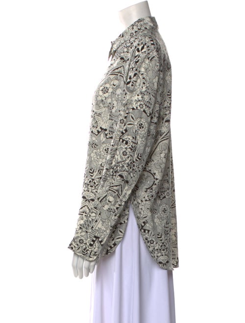 Alexander McQueen Silk Printed Button-Up Top
