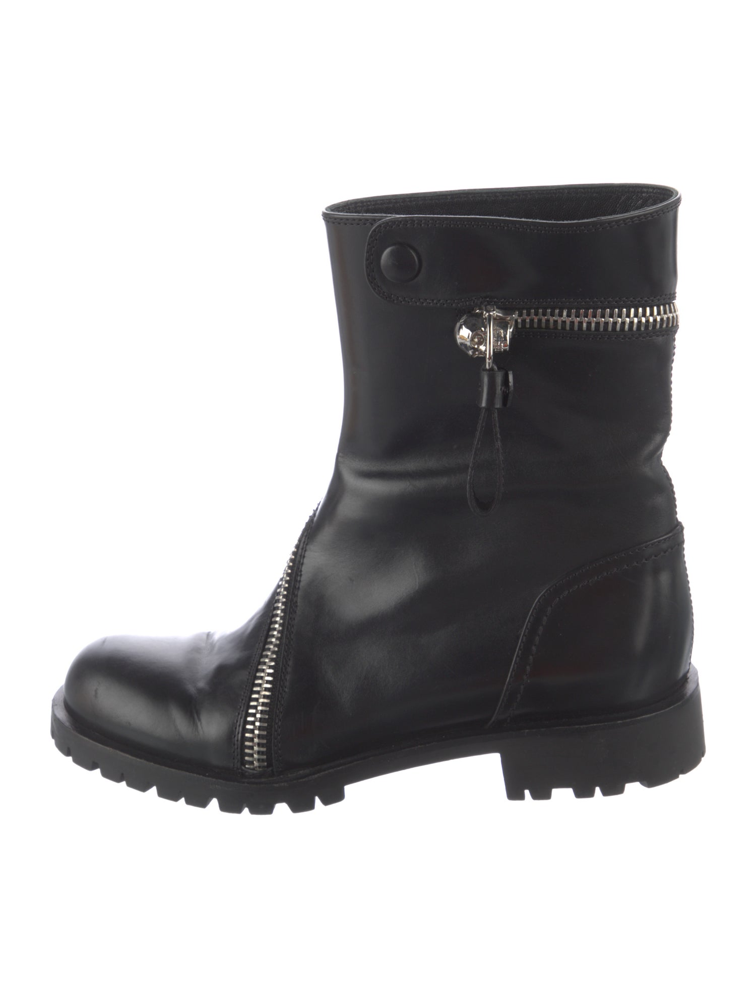 Alexander McQueen Skull Leather Moto Boots