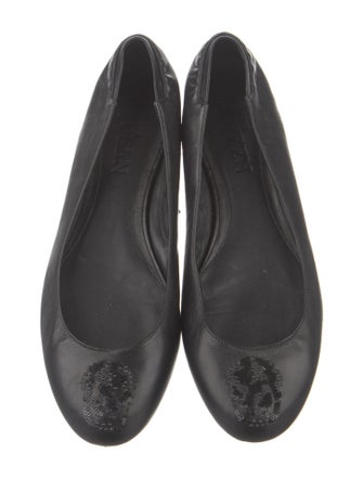 Alexander McQueen Leather Sequin Embellishments Ballet Flats
