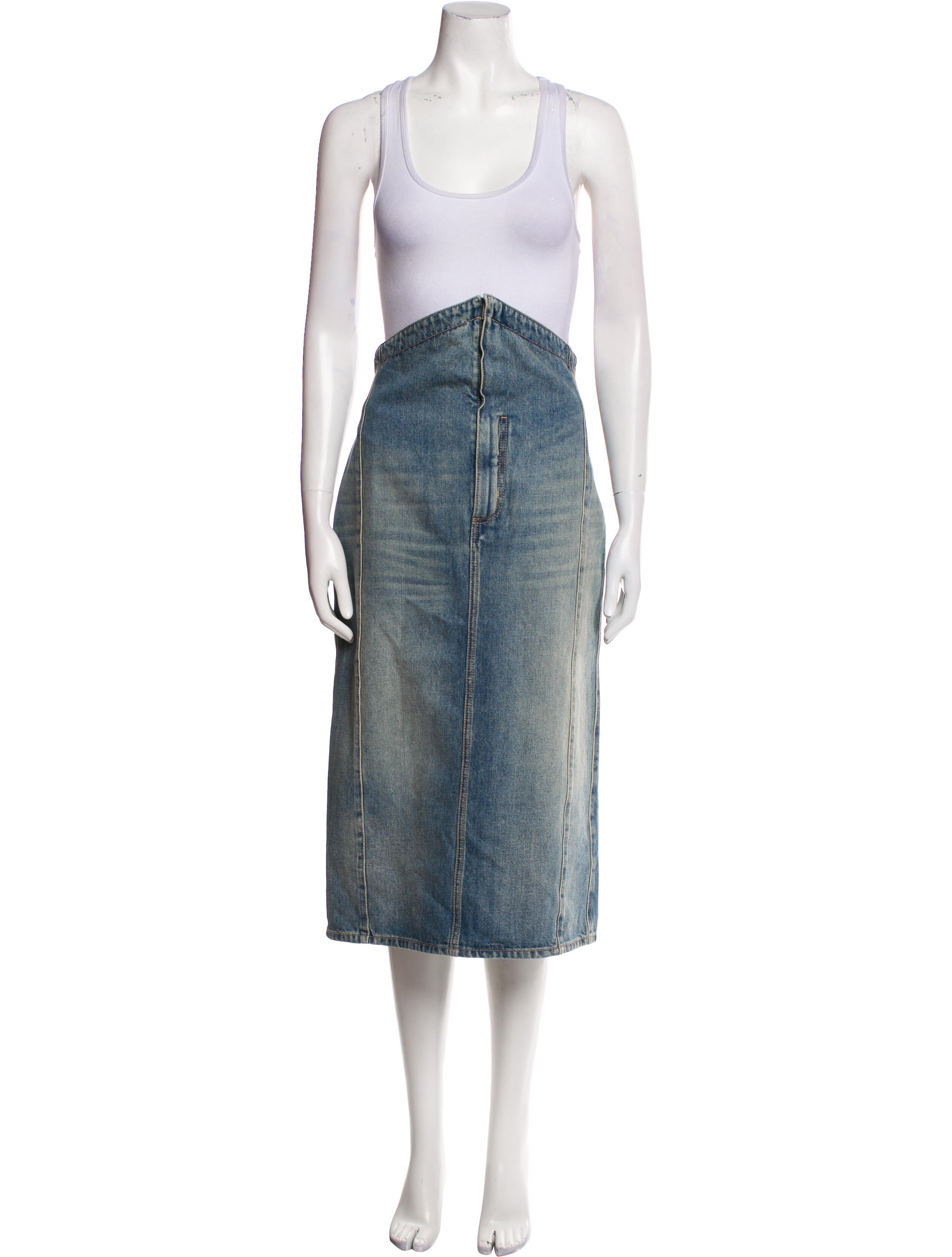 Alexander McQueen Leather Trim Embellishment Midi Length Skirt