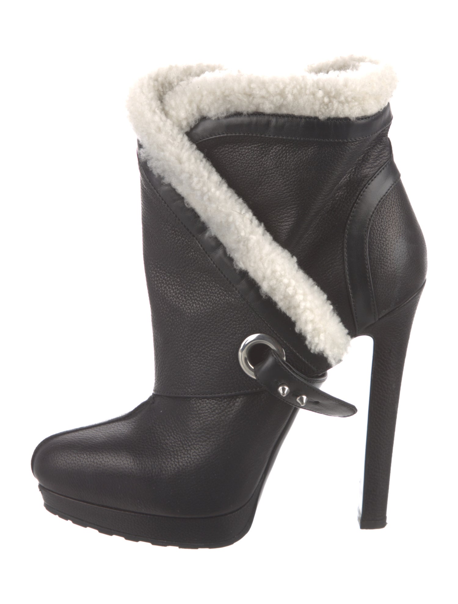 Alexander McQueen Leather Colorblock Pattern Boots