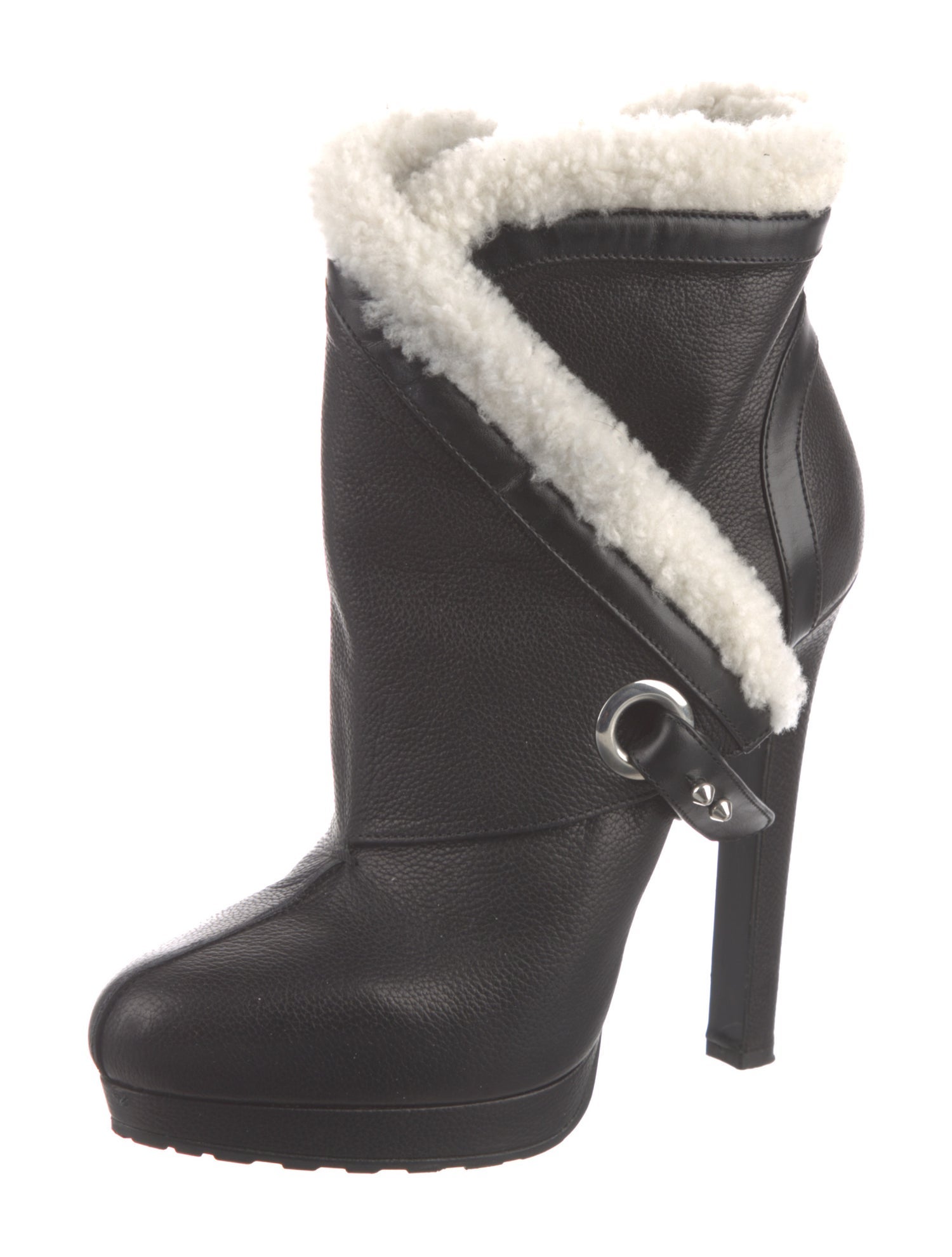 Alexander McQueen Leather Colorblock Pattern Boots