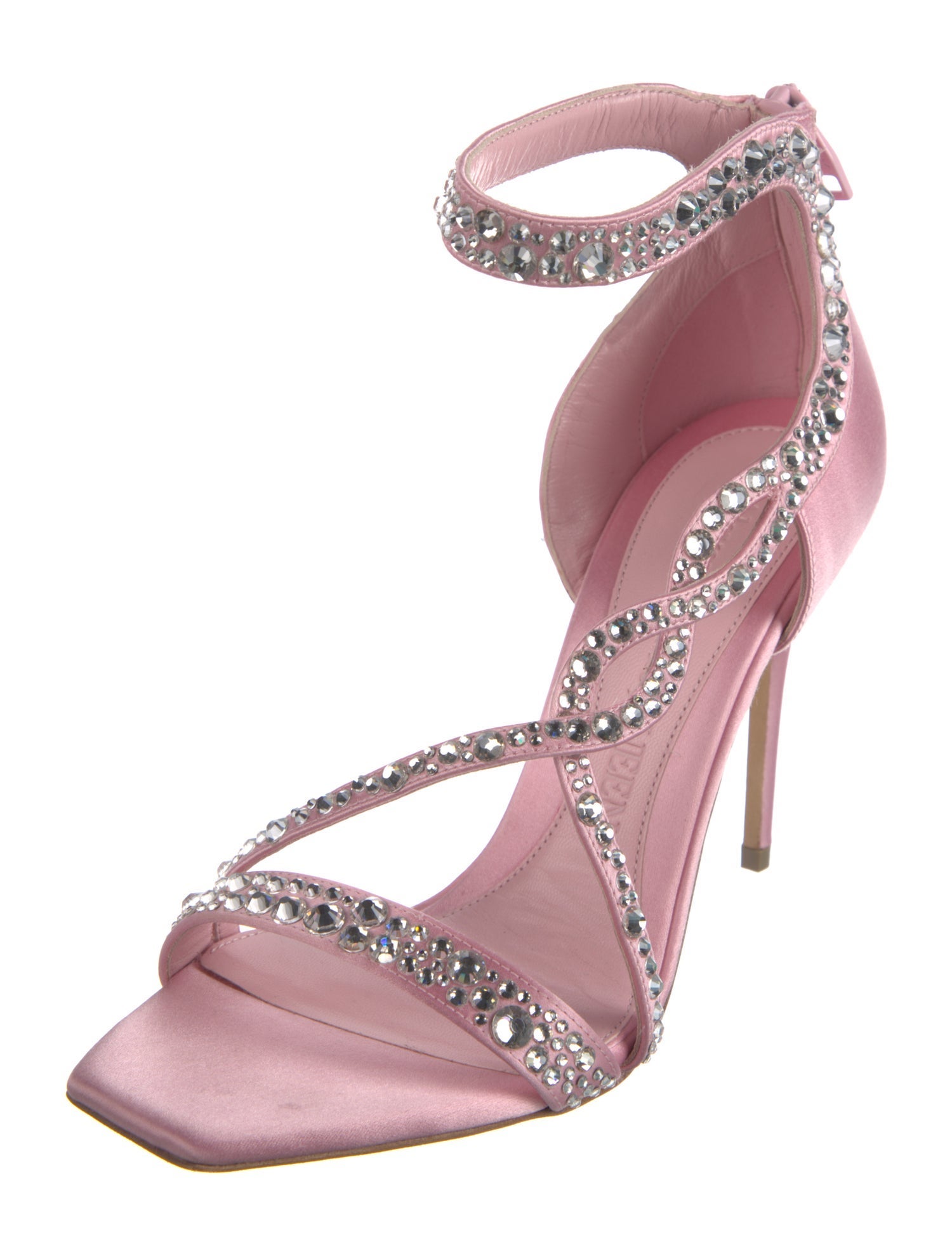 Alexander McQueen Satin Crystal Embellishments Sandals